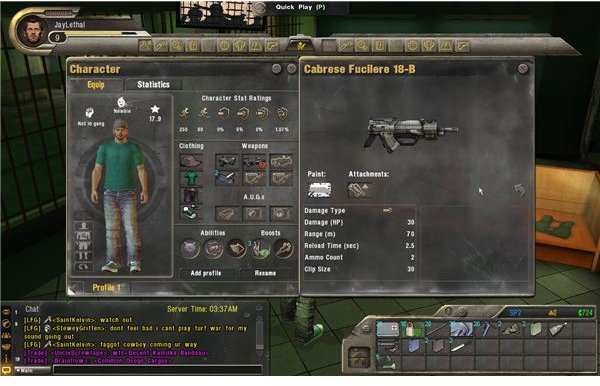 CrimeCraft character menu