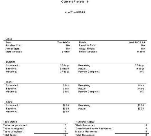 How to use Microsoft Project - summary report