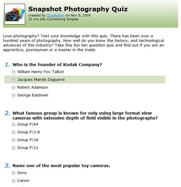 Top 5 Websites for Online Photography Quiz Options