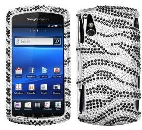 Black Zebra Skin Diamante Protector Cover