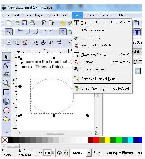 how to use text in inkscape