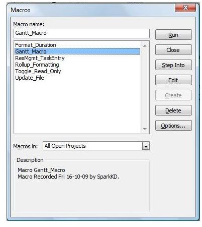 Using Macros in Microsoft Project