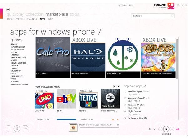 Windows Phone apps via Zune