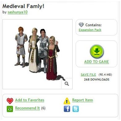The Sims 3 Medieval Family