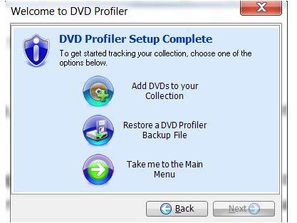 DVD Profiler welcome screen
