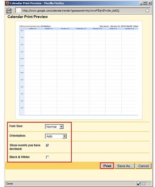 Step Two - Setting Page Settings for Printing