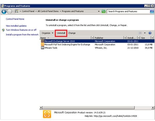 Exchange 2010 Client Access Server: Uninstall Guide