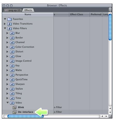 Finding the De-Interlace filter