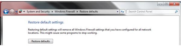 Restore Default Button for Windows Firewall in Windows 7