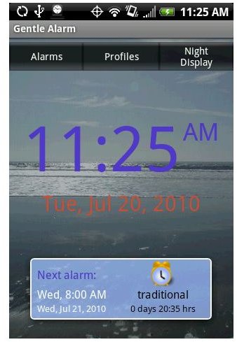 gentle alarm for android on an HTC Hero