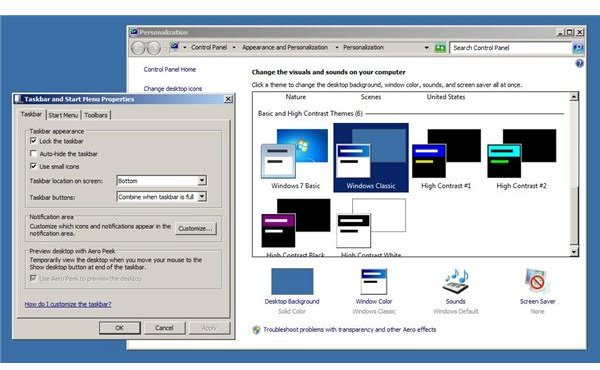 Changing to the Windows Classic desktop for Windows 7