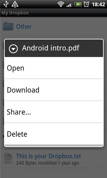 Dropbox for Android Downloading