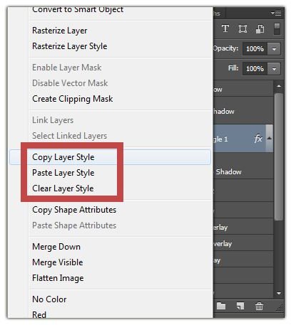 Copy, Paste, Clear Layer Styles