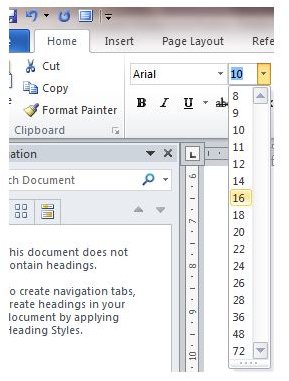 Working with Large Print in MS Office 2010