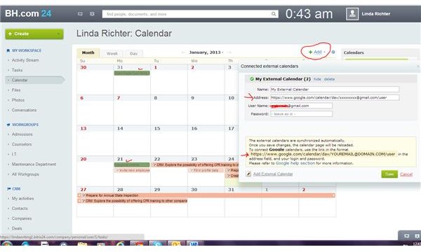 Calendar synchronized with Google calendar