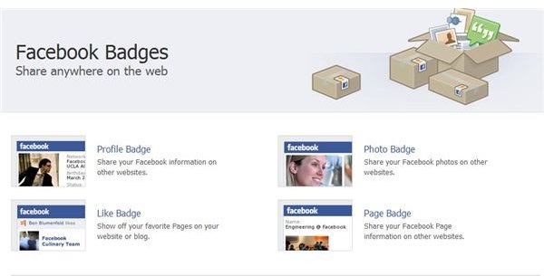 The different badges available for use on Facebook