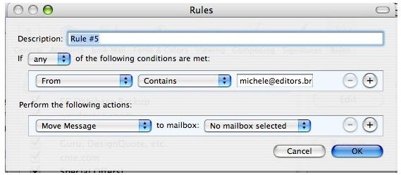 mac mail rule before spamsieve