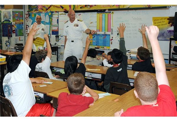 800px-US Navy 090320-N-3666S-147 Capt. Ricks Polk, commanding officer of Afloat Training Group Middle Pacific answers questions from students during a Career Day at Iroquois Point Elementary School