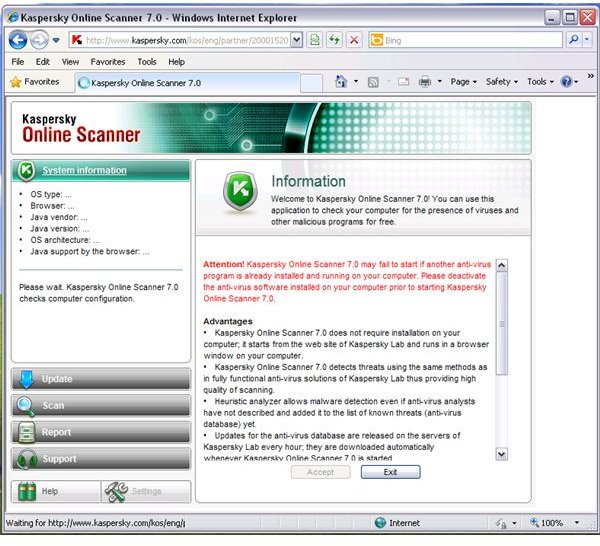 How to Use Kaspersky Anti virus Online Scan for IE, Firefox and Opera