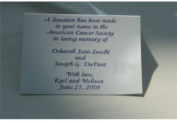 wedding donation card