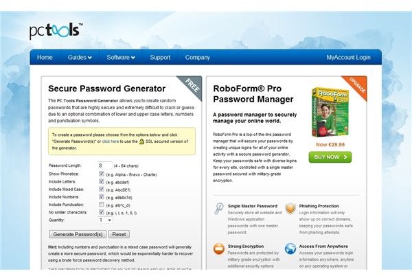 Online password creator