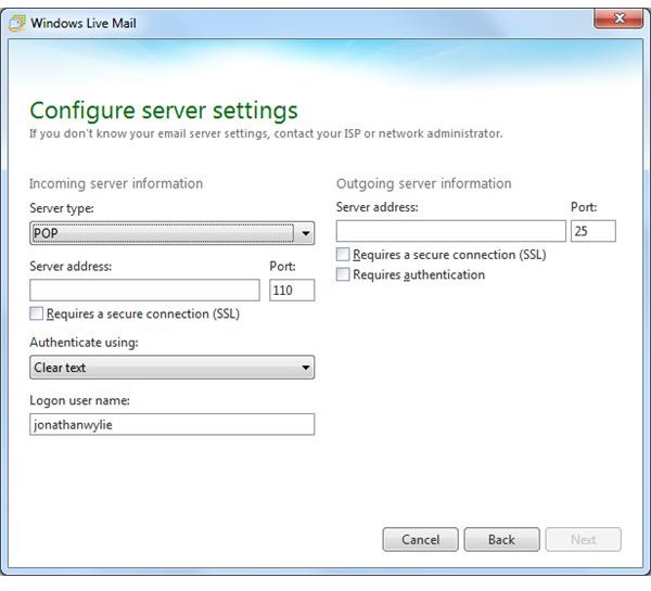 Windows Live Mail Install: Configure Settings