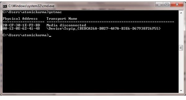 Finding Your Mac Address - Windows 7 Networking