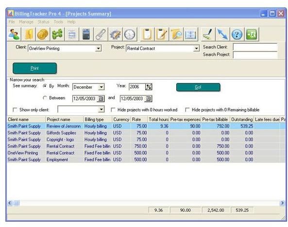 Screenshot Billing Tracker
