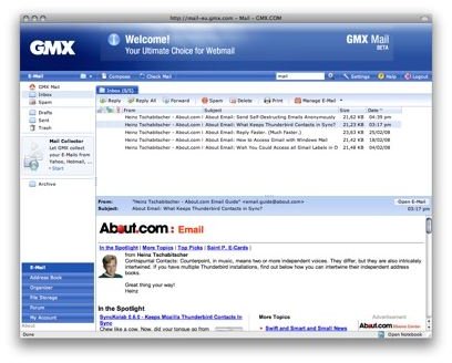 GMX is Gmail alternative with lots of features and an appealing layout.