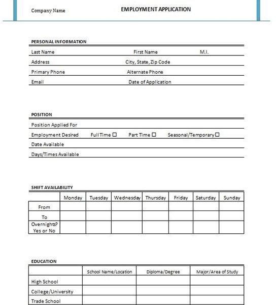 four free downloadable job application templates bright hub