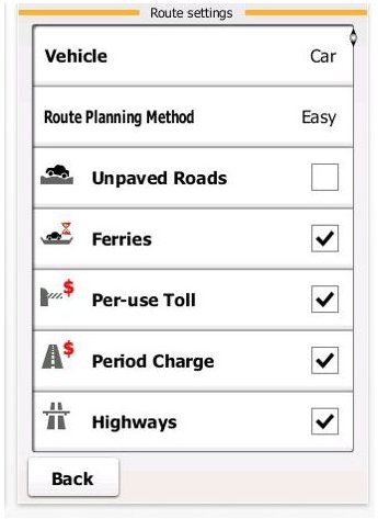 Route settings