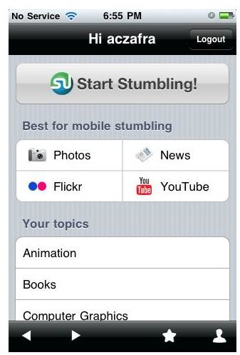 StumbleUpon iPhone app 1