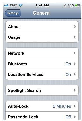 iPhone Location Services screenshot