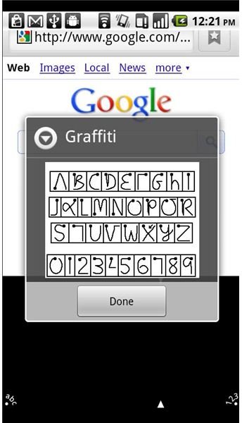 The Graffiti symbol-entry tool for Android
