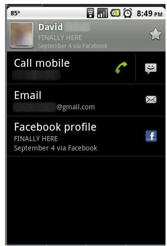 facebook profile in contacts android