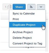 Duplicating a project in Asana